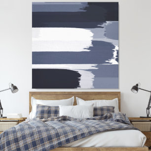 Indigo Grey Blue Brushstrokes Canvas Print