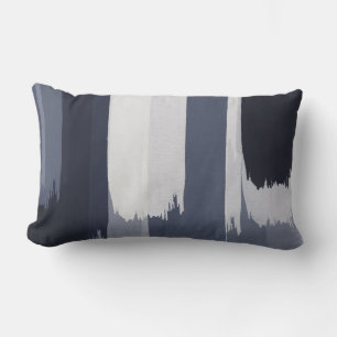 Indigo Grey Blue Brushstrokes Lumbar Pillow