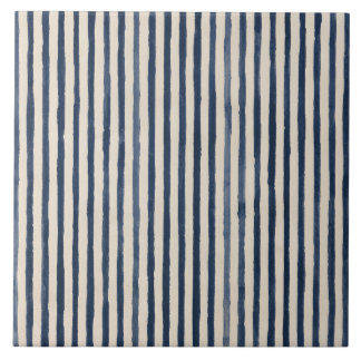 Indigo Hand Painted Cottage Stripe Tile