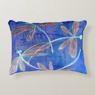 Indigo Haze Dragonfly Flit Accent Pillow