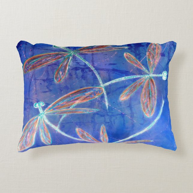 Indigo Haze Dragonfly Flit Accent Pillow (Front)