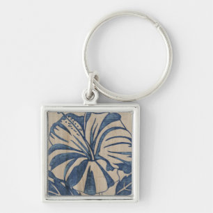 Indigo Hibiscus Keychain