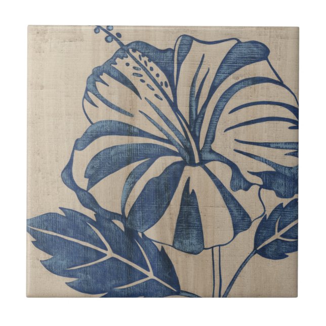 Indigo Hibiscus Tile (Front)