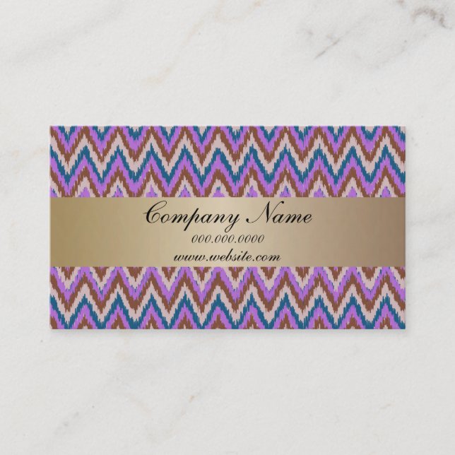 Indigo Ikat ZigZag Pocket 2019 Calendar Business Card (Front)