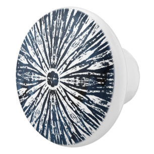 Indigo Ink Radial Motif Ceramic Knob