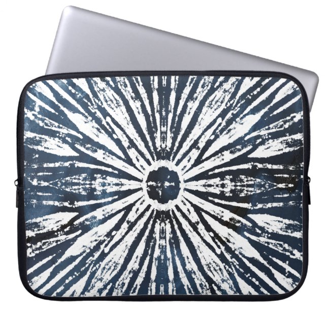 Indigo Ink Radial Motif Laptop Sleeve (Front)