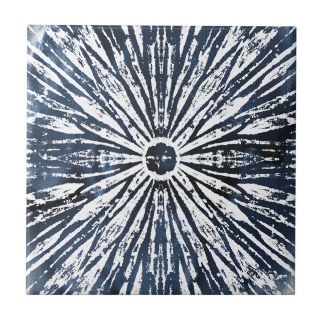 Indigo Ink Radial Motif Tile (Front)