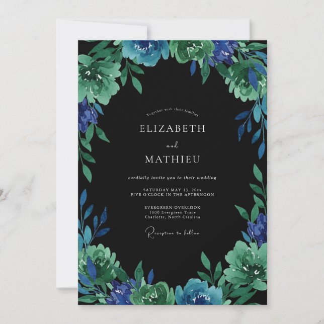 Indigo Jade Foliage Eucalyptus Wedding Invitation (Front)