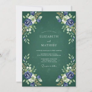 Indigo Juniper Painted Wedding Invitation