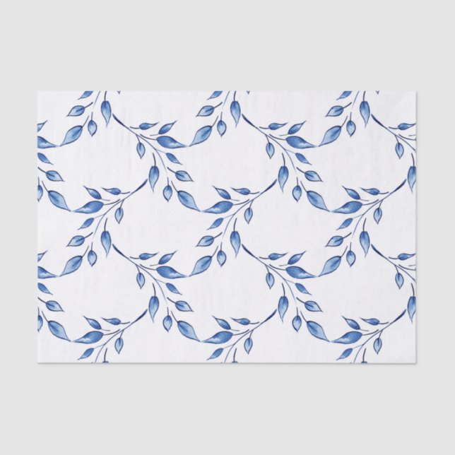 Indigo Leaf Lattice Tissue Paper (Front)