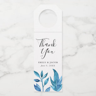 Indigo Leaves   Personalized Wedding Bottle Tag