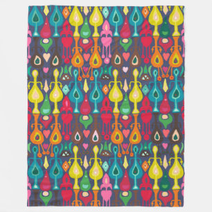 indigo love ikat fleece blanket