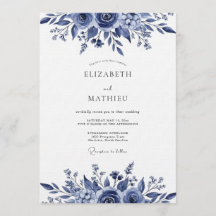 Indigo Lush Botanical Wedding Invitation