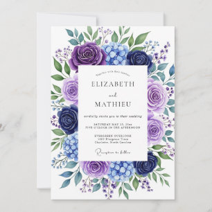 Indigo Lush Floral Romantic Wedding Invitation
