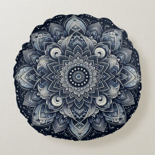 Indigo Mandala Round Pillow