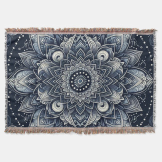 Indigo Mandala Throw Blanket