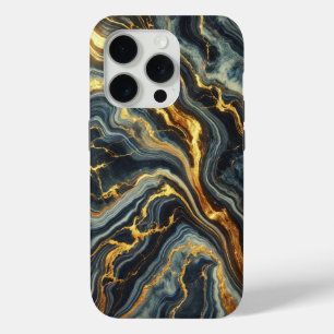 Indigo Marble with Golden Streaks iPhone 15 Pro Case