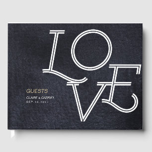 Indigo modern simple love wedding guest book