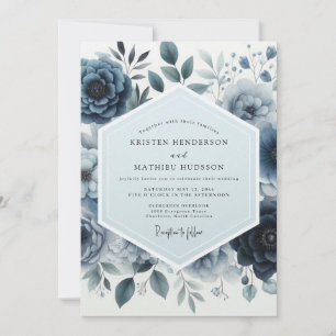 Indigo Moody Floral Wedding Invitation