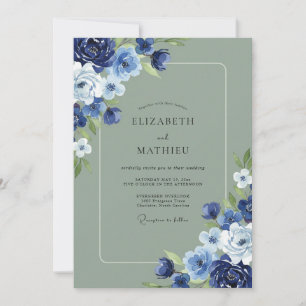 Indigo Moss Leafy Wedding Invitation