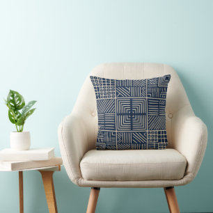 Indigo Mudcloth Symmetry Throw Pillow