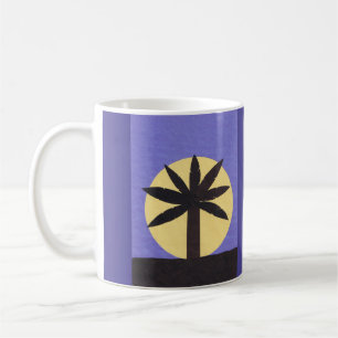 Indigo Mug with Silhouetted Palm and Full Moon