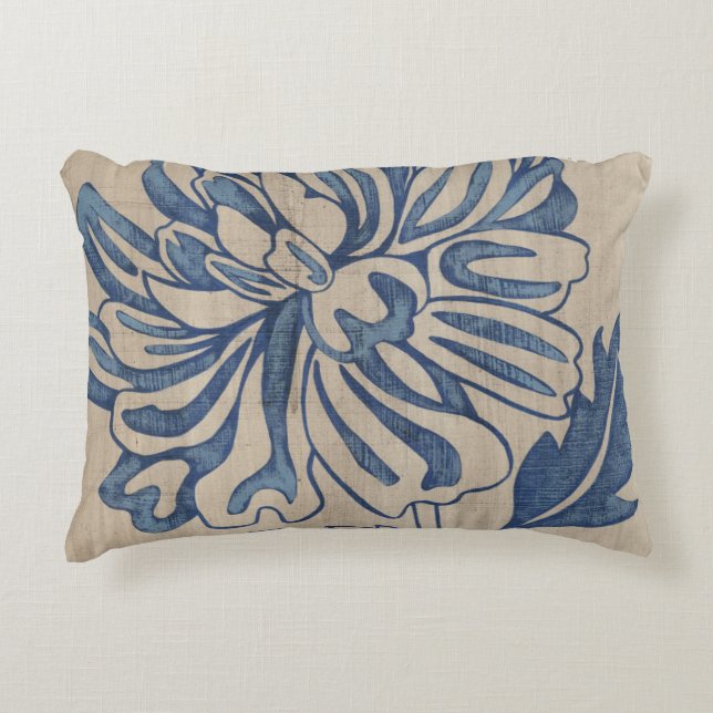 Indigo Mum Decorative Pillow (Front)