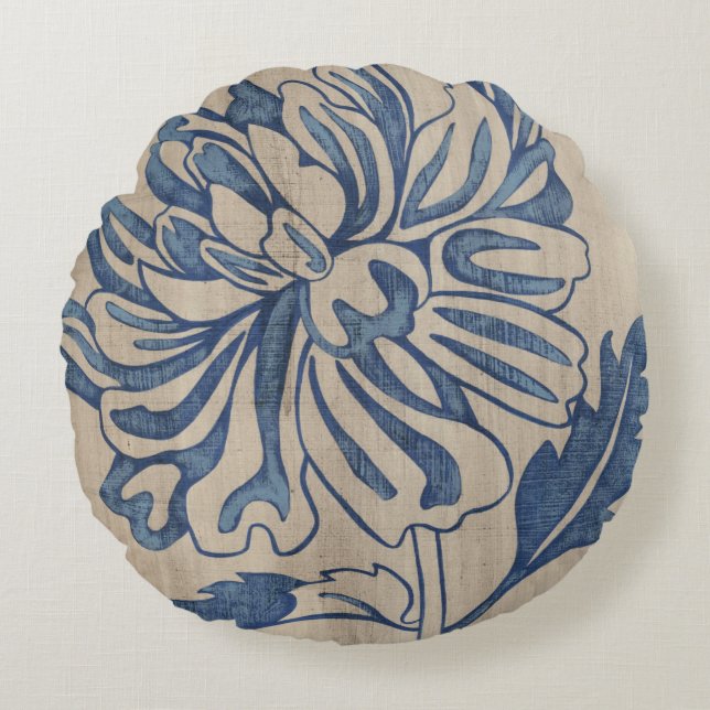 Indigo Mum Round Pillow (Front)