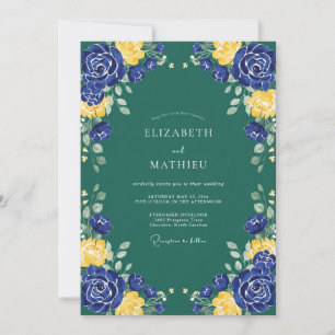 Indigo Mustard Blossom Wedding Invitation