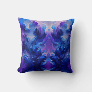 Indigo navy blue fire flower lavender throw pillow