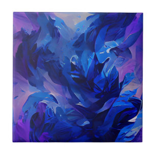 Indigo navy blue fire flower lavender tile