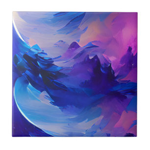 Indigo navy purple sweeping hills and clouds tile