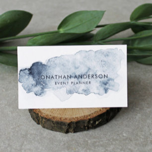 Indigo Ocean Watercolor Abstract Professional Business Card