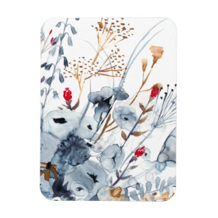 Indigo & Ochre - Watercolor Flowers Magnet