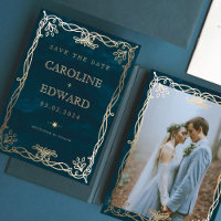 Indigo Ornament  Medieval Gold Ivy Wedding 