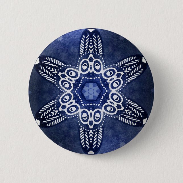 Indigo owls 2 inch round button (Front)