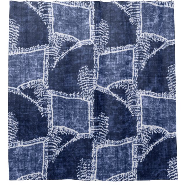 Indigo Patchwork: Textured Checked Elegance (Front)
