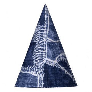 Indigo Patchwork: Textured Checked Elegance Party Hat