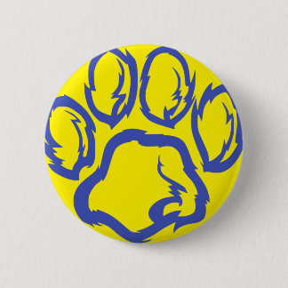 Indigo Paw print - Yellow background 2 Inch Round Button