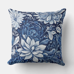indigo petal tapestry pillow