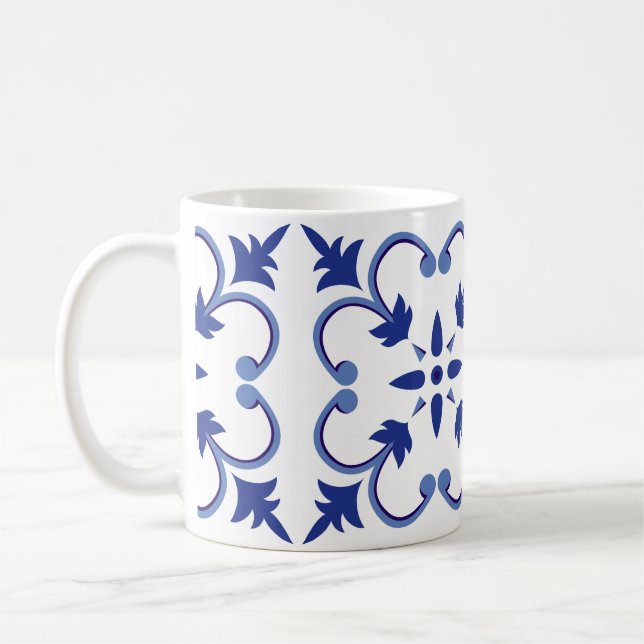 Indigo Petal Vine Coffee Mug (Left)