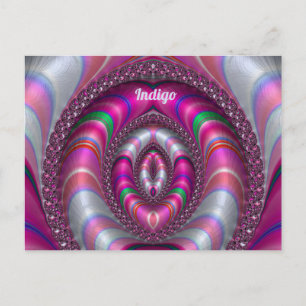 INDIGO ~  PINK 3D Fractal Design ~ Postcard