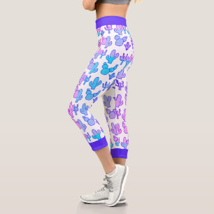 Indigo Pink Purple Cactus Hues  Capri Leggings