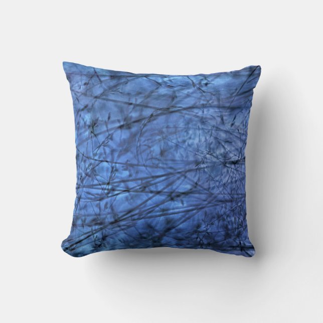 Indigo Plantscape Throw Pillow (Front)