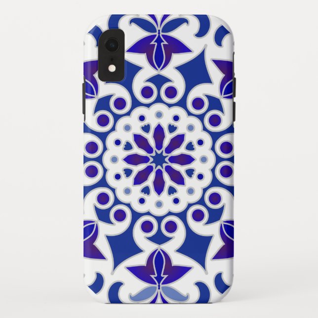 Indigo Portuguese Azulejos Blue and White Tiles Case-Mate iPhone Case (Back)
