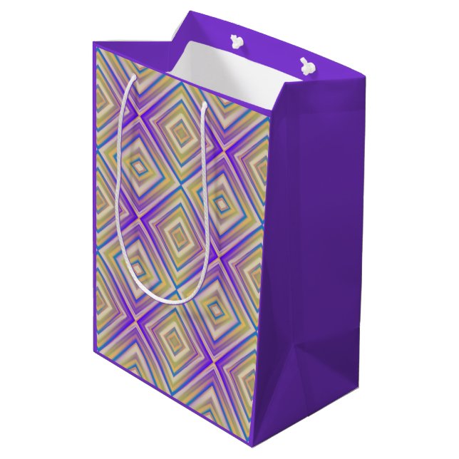 Indigo Purple Alternative Diamond Pattern Medium Gift Bag (Back Angled)