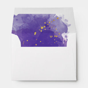 Indigo Purple Christmas Tree Golden Snow Envelope