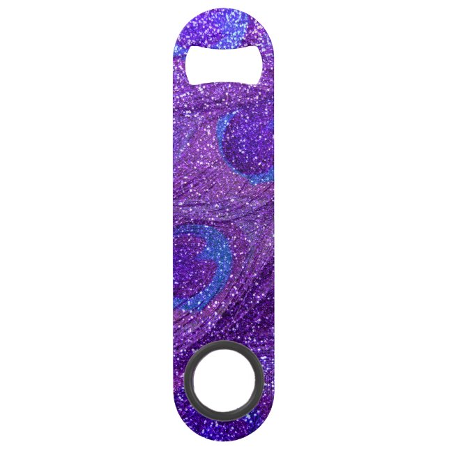 indigo purple glitter peacock feathers bar key (Front)