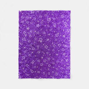 Indigo purple glitter stars fleece blanket