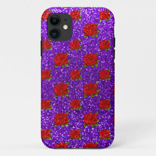 Indigo purple roses glitter iPhone 11 case
